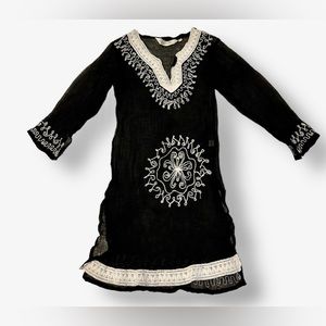 Uluwatu Black Sheer Embroidered Tunic